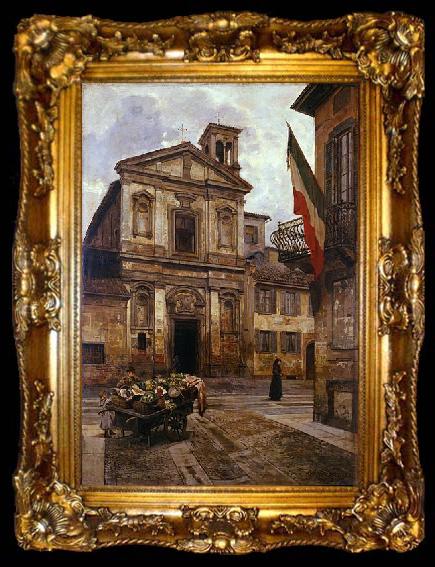 framed  Arturo Ferrari Church of Santo Stefano in Borgogna in Milan, ta009-2